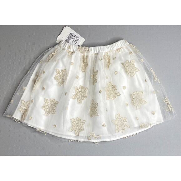 NWT Il Gufo Girls Tulle Floral Metallic Skirt in Vanilla Girls 3 Yrs - Picture 3 of 5